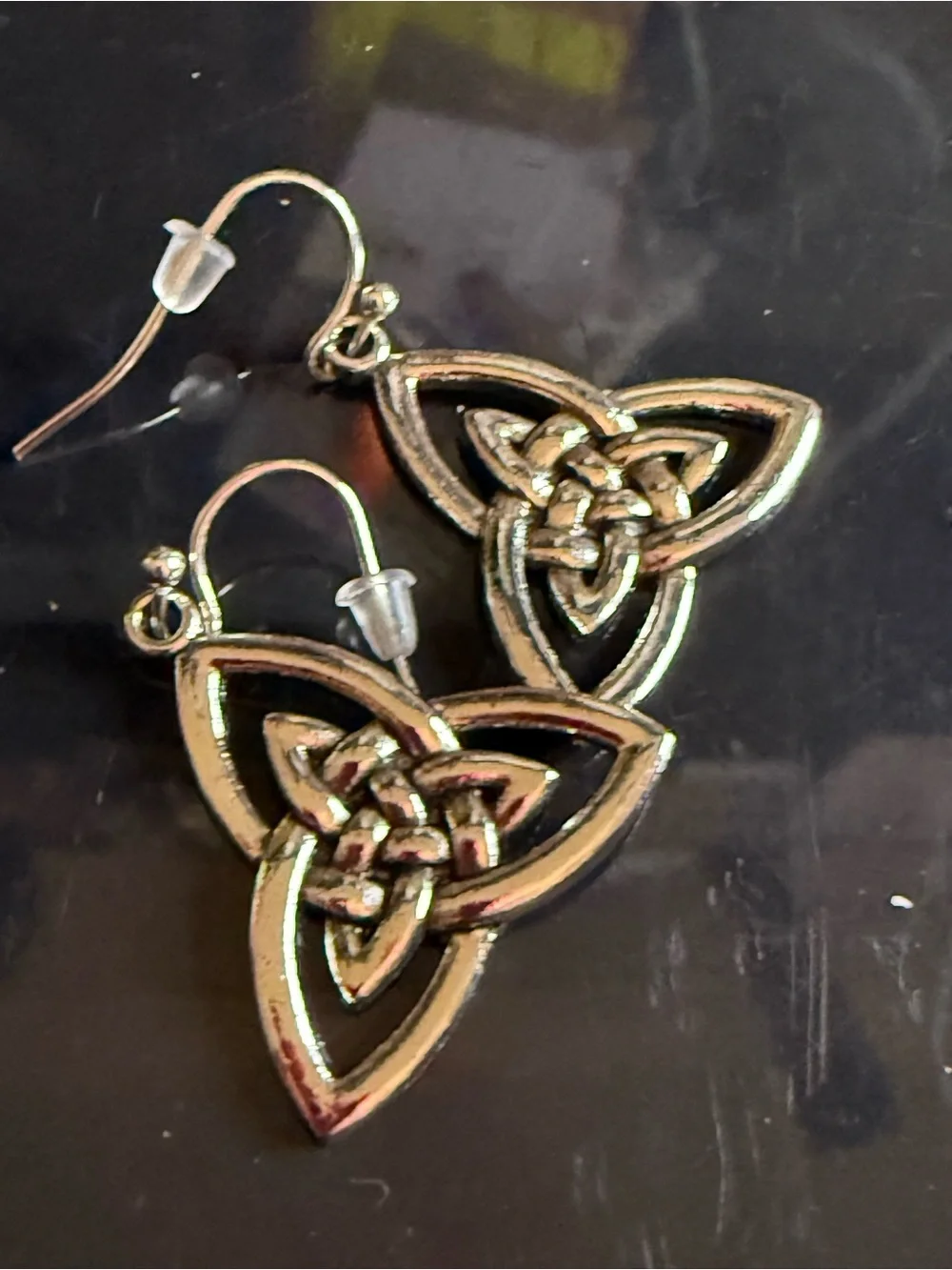Celtic Knot Drop Earrings in Silver Tone